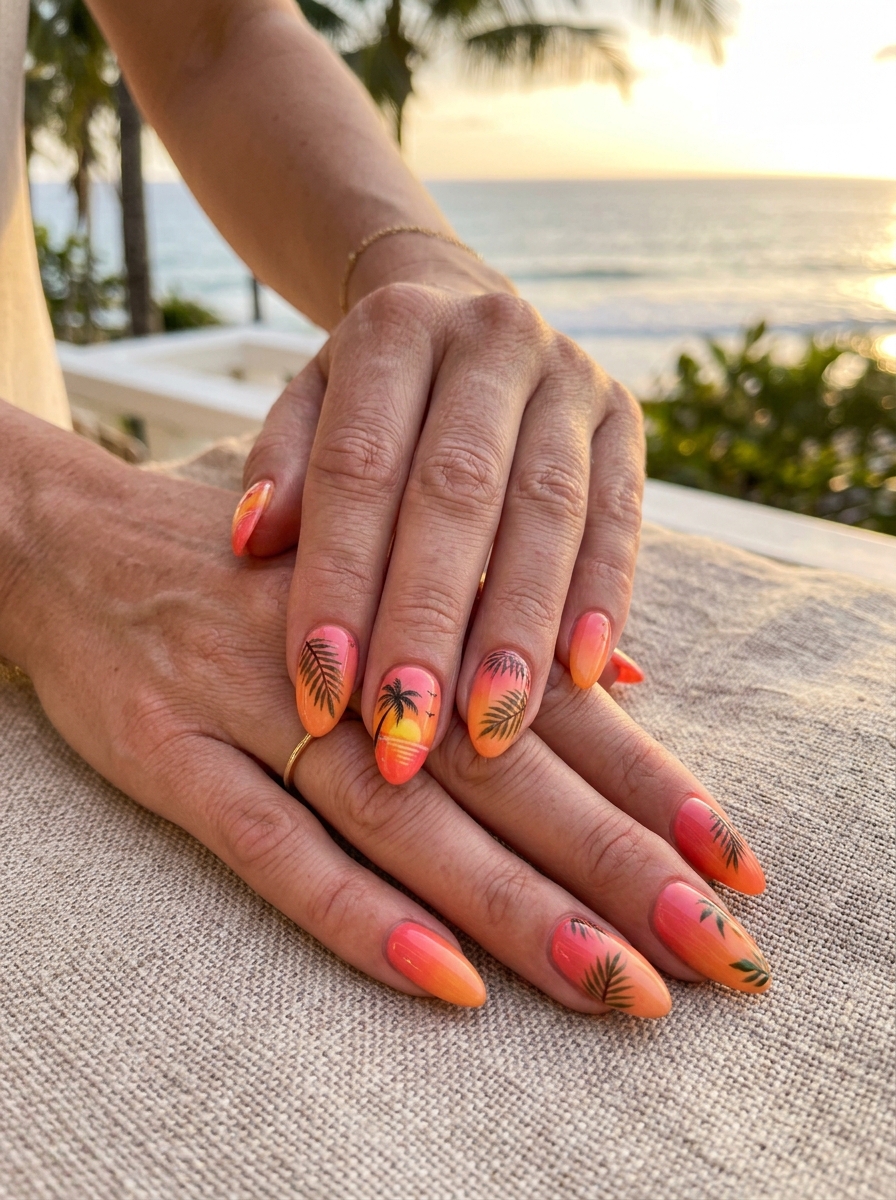 Tropical Sunset Nails